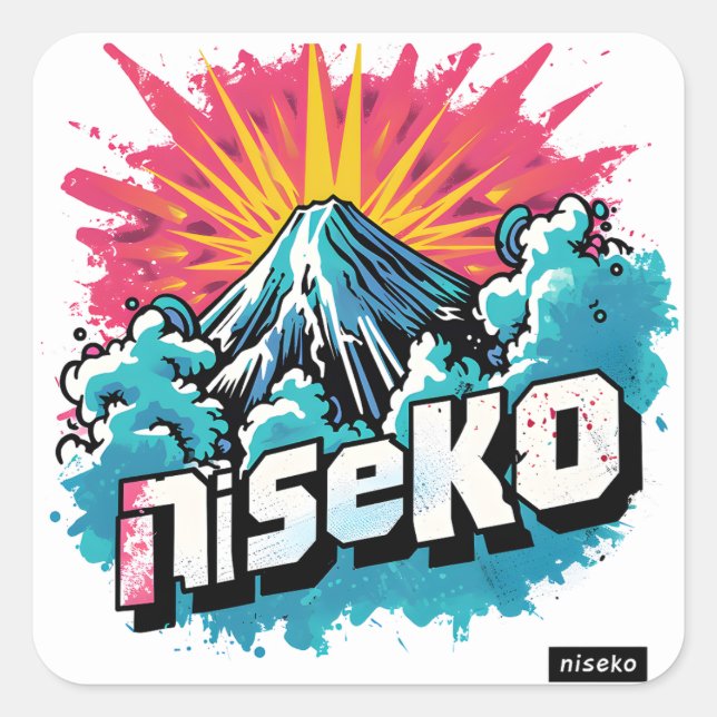 Niseko Retro Blast - Cool Ski Sticker Set (Front)
