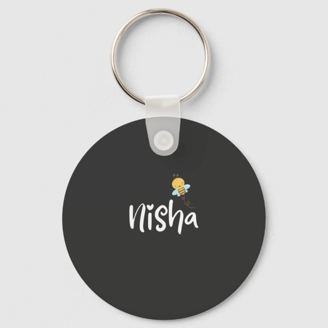 nisha black design with bumble bee key ring (Front)