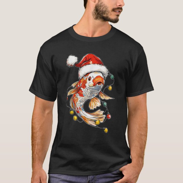 Nishikigoi Carp Koi Fish Christmas Hat Xmas  Unise T-Shirt (Front)