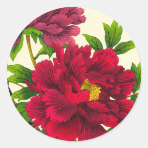 Nishimura Hodo Peony japanese flowers fine art Classic Round Sticker