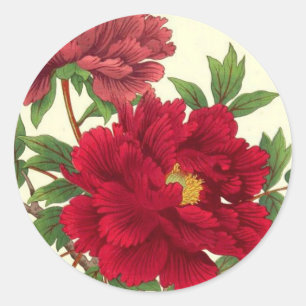 Nishimura Hodo Peony Japanese Flowers Fine Art Classic Round Sticker
