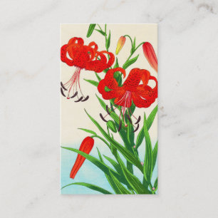 Nishimura Hodo Tiger Lilies shin hanga flowers Business Card