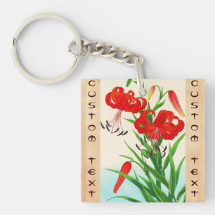 Nishimura Hodo Tiger Lilies shin hanga flowers Key Ring