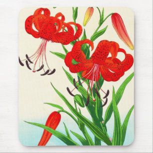 Nishimura Hodo Tiger Lilies shin hanga flowers Mouse Mat