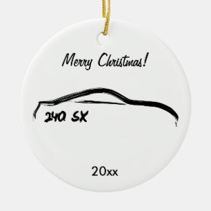 Nissan 240SX black silhouette Ceramic Tree Decoration