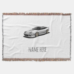 nissan 240sx hand drawn artwork throw blanket