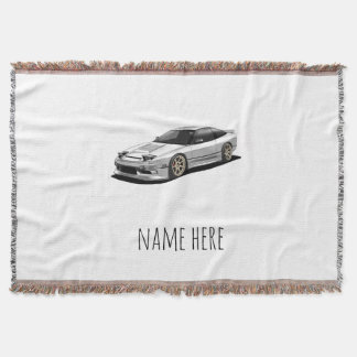 nissan 240sx hand drawn artwork throw blanket