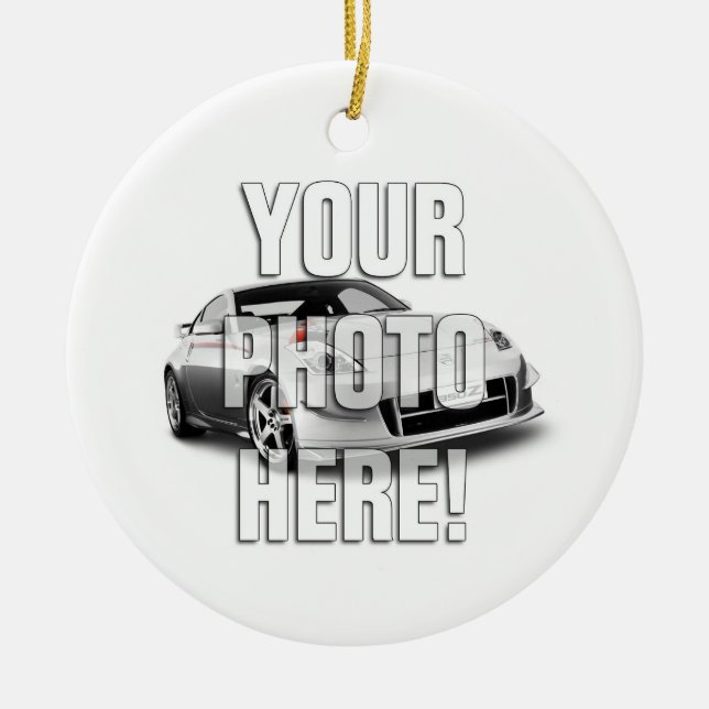 Nissan 350Z - Add your photo Ceramic Tree Decoration (Front)