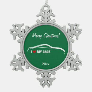 Nissan 350Z - I love my 350Z Snowflake Pewter Christmas Ornament