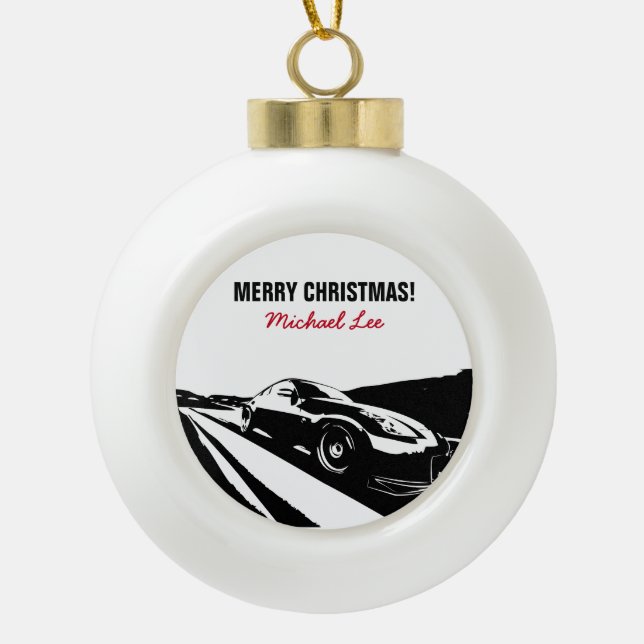 Nissan 350Z Rolling Shot Ceramic Ball Christmas Ornament (Front)