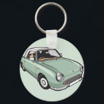 Nissan Figaro Emerald Green Key Ring<br><div class="desc">Emerald green Nissan Figaro illustration. If you're a Figaro fan and would like your colour Fig on a particular product which you don't see here, just visit my store to let me know. I also paint bespoke pop art portraits of cars. Come visit me on www.jamieleeart.com to see my work....</div>