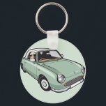 Nissan Figaro Emerald Green Key Ring<br><div class="desc">Emerald green Nissan Figaro illustration. If you're a Figaro fan and would like your colour Fig on a particular product which you don't see here, just visit my store to let me know. I also paint bespoke pop art portraits of cars. Come visit me on www.jamieleeart.com to see my work....</div>
