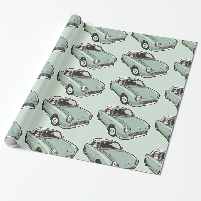 Nissan Figaro Emerald Green Wrapping Paper (Unrolled)