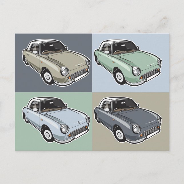 Nissan Figaro in four colours Postcard (Front)