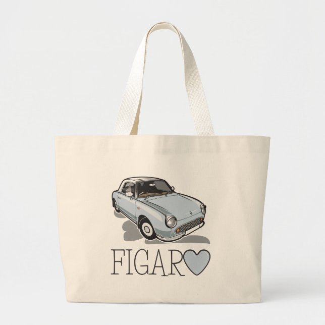 Nissan Figaro Pale Aqua Large Tote Bag (Front)