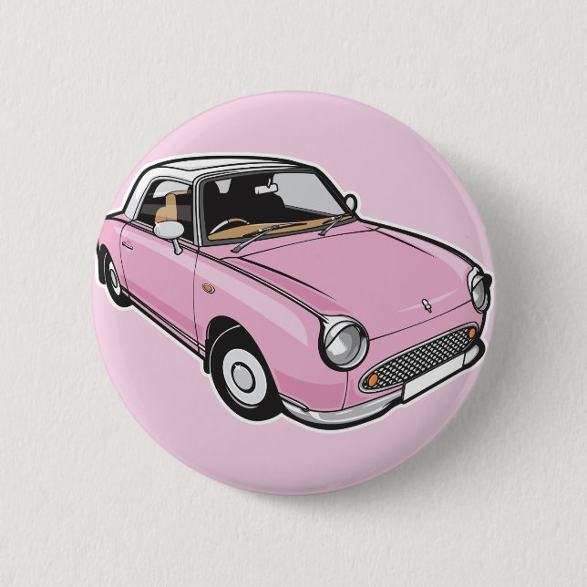 Nissan Figaro Pink 6 Cm Round Badge (Front)