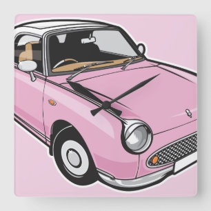 Nissan Figaro Pink Square Wall Clock