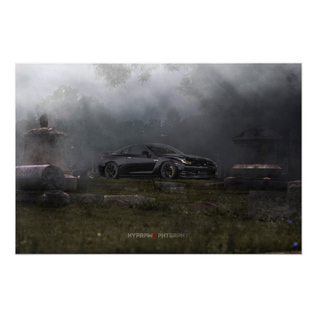 NISSAN GT-R R35 1400WHP IN 1800'S GRAVEYARD PHOTO PRINT (Front)