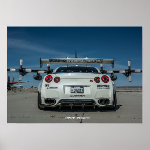 Nissan GT-R R35 LibertyWalk Widebody with Plane Poster