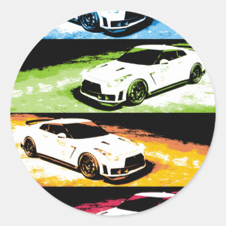 Nissan GTR pop-art Classic Round Sticker