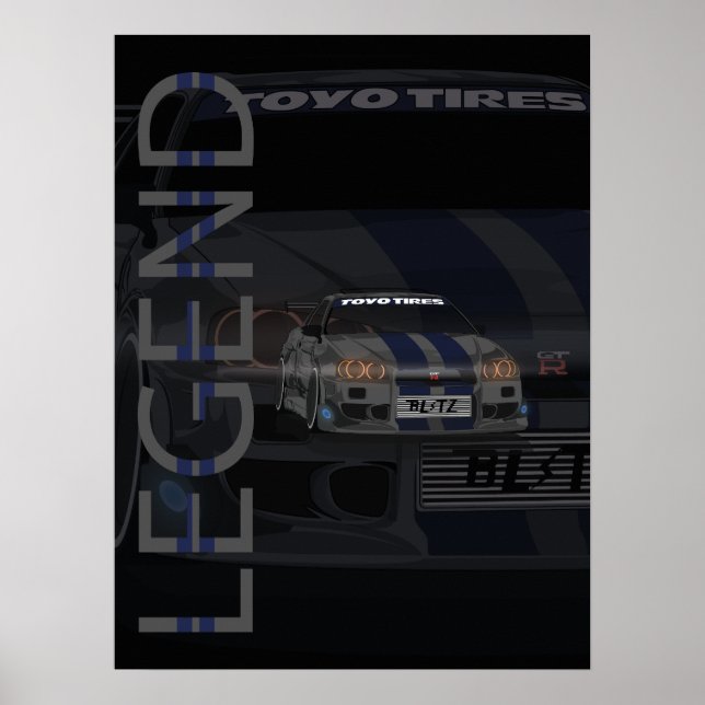 Nissan R34 GT-R Legend Poster (Front)