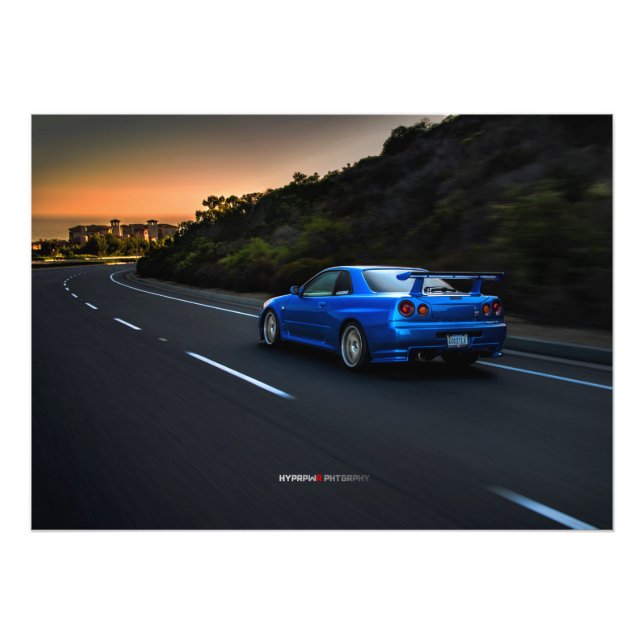 Nissan R34 GT-R Skyline Spec Nur in California Photo Print (Front)