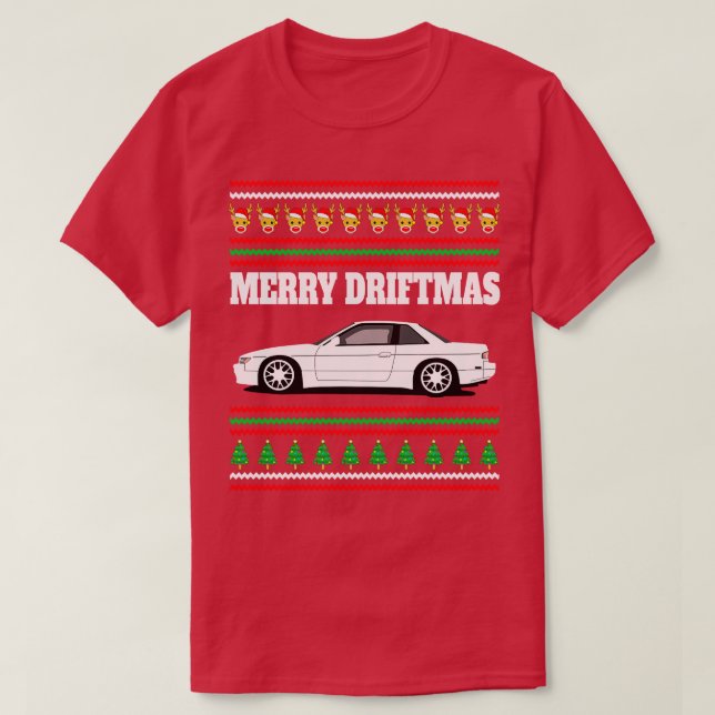 Nissan Silvia S13 Merry Driftmas T-Shirt (Design Front)