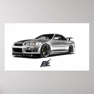 nissan skyline gtr r34  poster