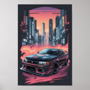 nissan skyline r-34 artwork poster