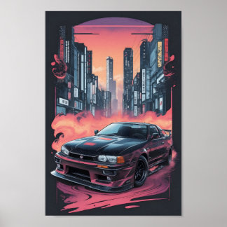 nissan skyline r-34 artwork poster