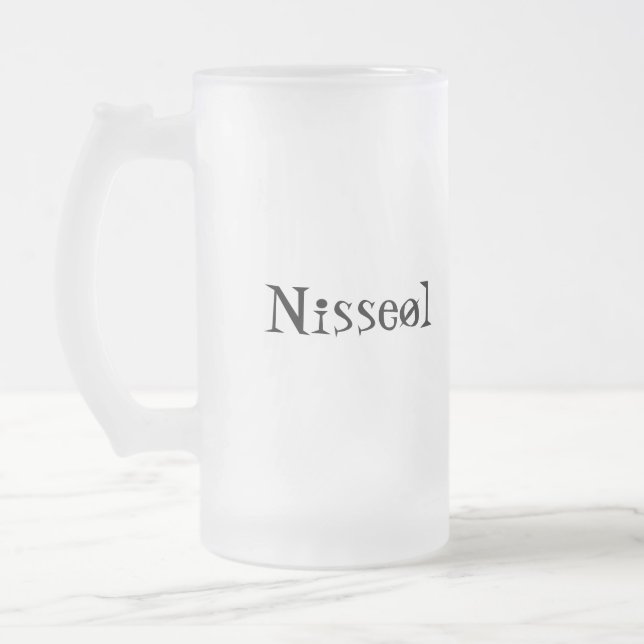 Nisseøl Frosted Glass Beer Mug (Left)