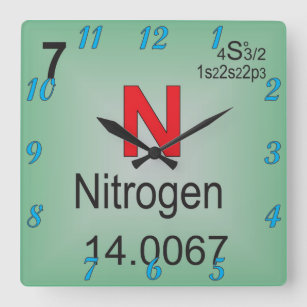 Nitrogen Individual Element of the Periodic Table Square Wall Clock