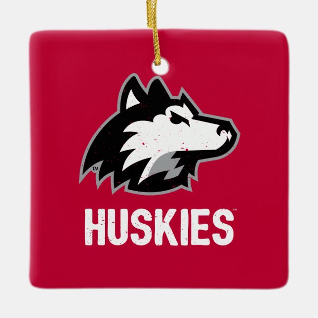 NIU Huskies Distressed Ceramic Ornament (Front)