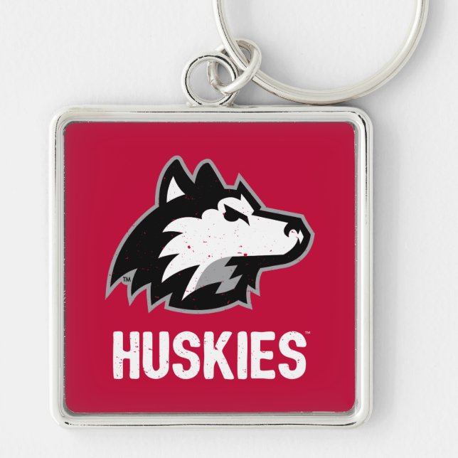 NIU Huskies Distressed Key Ring (Front)