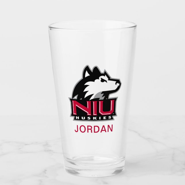 NIU Huskies Wordmark Glass (Front)