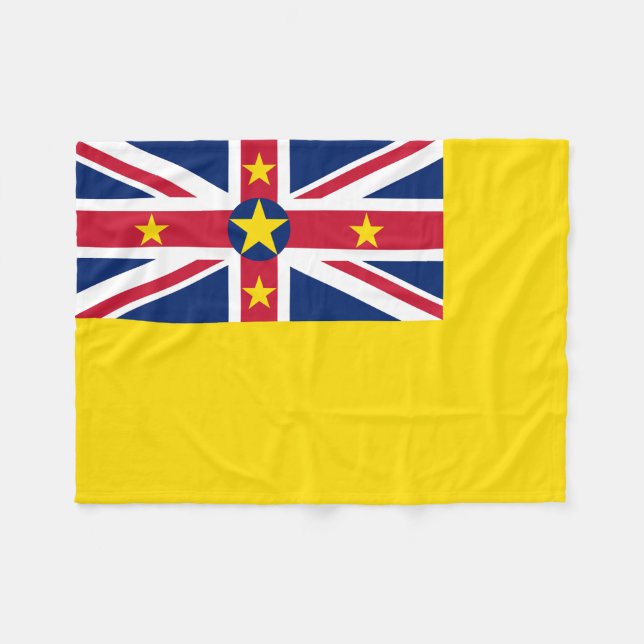 Niue Flag Fleece Blanket (Front (Horizontal))