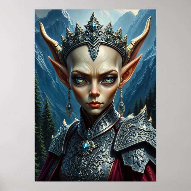 Nivalis Mountain Elf Queen - Dark Fantasy Wall Art (Front)