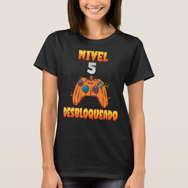 Nivel 5 Desbloqueado 5 Años de Edad Cumpleaños Vid T-Shirt (Front)