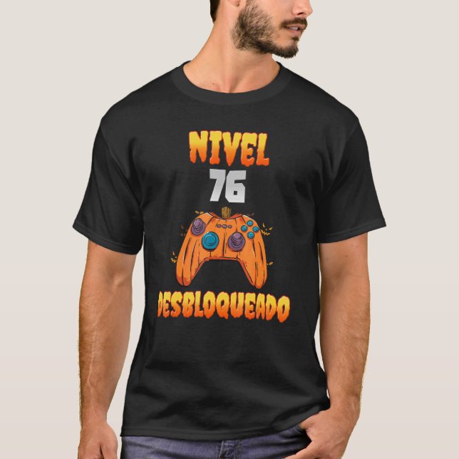 Nivel 76 Desbloqueado 76 Años de Edad Cumpleaños V T-Shirt (Front)
