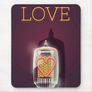 Nixie Tube 'Love' vintage poster Mouse Mat