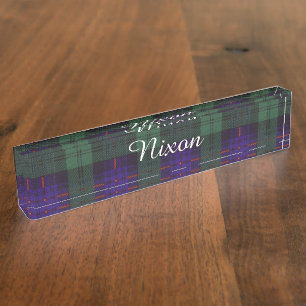 Nixon clan Plaid Scottish kilt tartan Nameplate