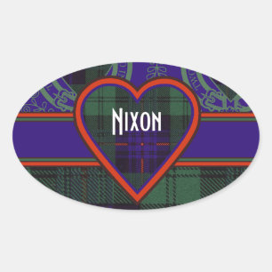 Nixon clan Plaid Scottish kilt tartan Oval Sticker