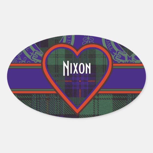 Nixon clan Plaid Scottish kilt tartan Oval Sticker (Front)