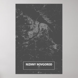 Nizhny Novgorod, Russia (white on black) Poster