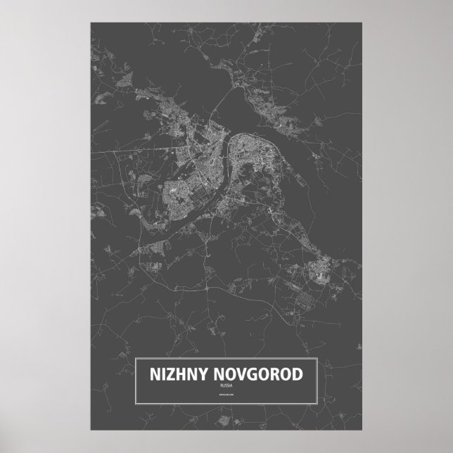Nizhny Novgorod, Russia (white on black) Poster (Front)
