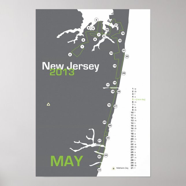 NJ Marathon Map Poster (Front)