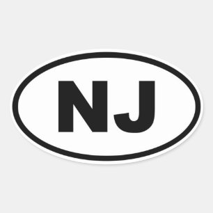 NJ New Jersey Oval Sticker
