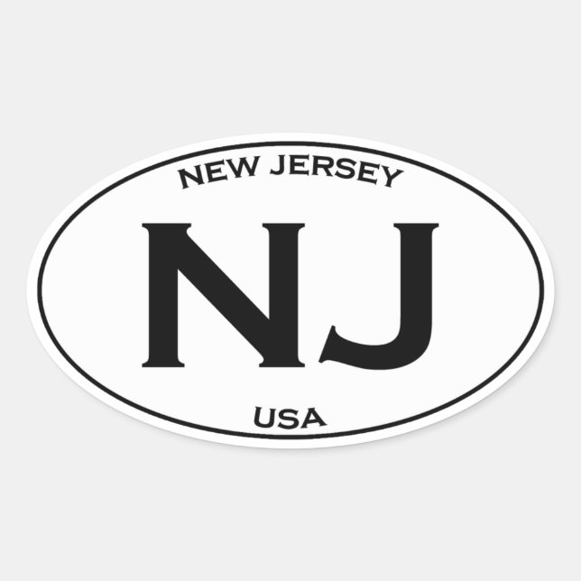 NJ  - New Jersey USA Oval Logo Sticker (Front)