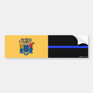 NJ & Police Thin Blue Line Flag Bumper Sticker