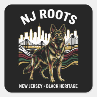 NJ Roots German Shepherd Black Heritage Pride Art Square Sticker